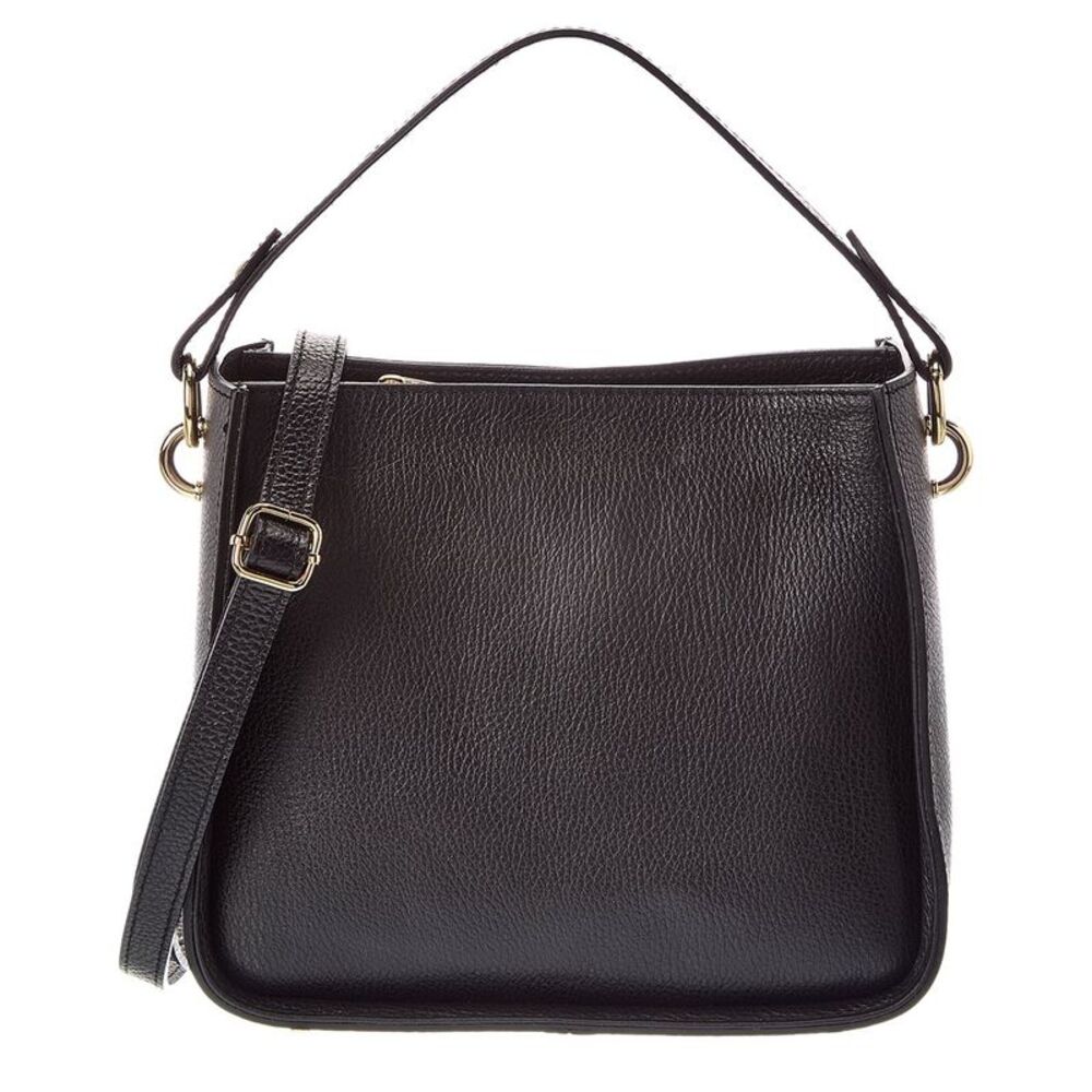 Italian Leather Shoulder Bag Leather Top Handles Bag, Black